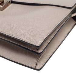 Prada Grey Saffiano Lux Leather Mini Sound Flap Bag