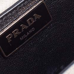 Prada Grey Saffiano Lux Leather Mini Sound Flap Bag