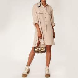 Pre Owned Prada Bronze Leather Sandalo Mini Pocket Shoulder Bag 