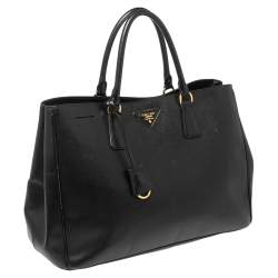 Pre Owned Prada Black Saffiano Lux Leather Large Galleria Tote