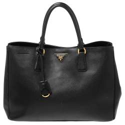 Pre Owned Prada Black Saffiano Lux Leather Large Galleria Tote