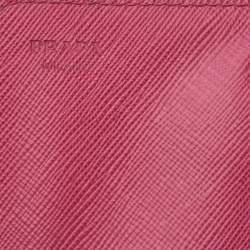 Pre Owned Prada Pink Saffiano Leather Flap Business Card Holder