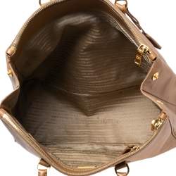 Pre Owned Prada Tan Saffiano Lux Leather Executive Galleria Double Zip Tote
