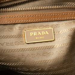 Pre Owned Prada Tan Saffiano Lux Leather Executive Galleria Double Zip Tote