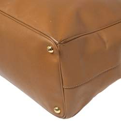 Pre Owned Prada Tan Saffiano Lux Leather Executive Galleria Double Zip Tote