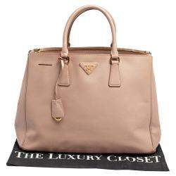 Pre Owned Prada Dusty Pink Saffiano Lux Leather Large Galleria Tote