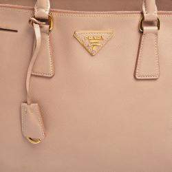 Pre Owned Prada Dusty Pink Saffiano Lux Leather Large Galleria Tote