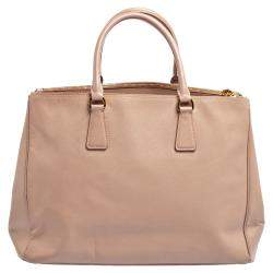 Pre Owned Prada Dusty Pink Saffiano Lux Leather Large Galleria Tote