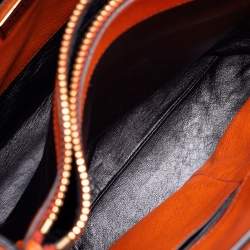 Pre Owned Prada Orange Saffiano Leather Triple Pocket Convertible Tote