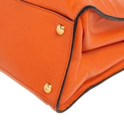 Pre Owned Prada Orange Saffiano Leather Triple Pocket Convertible Tote