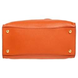 Pre Owned Prada Orange Saffiano Leather Triple Pocket Convertible Tote