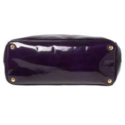 Pre Owned Prada Purple Patent Leather Large Double Zip Tote