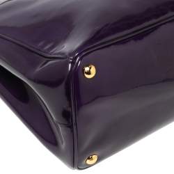 Pre Owned Prada Purple Patent Leather Large Double Zip Tote