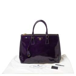 Pre Owned Prada Purple Patent Leather Large Double Zip Tote