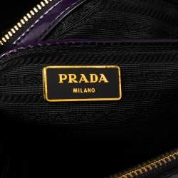 Pre Owned Prada Purple Patent Leather Large Double Zip Tote