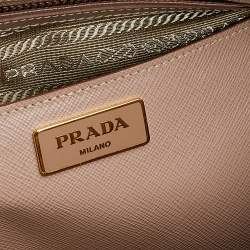 Pre Owned Prada Beige Saffiano Lux Leather Medium Promenade Satchel