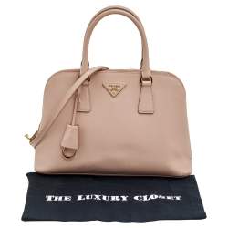 Pre Owned Prada Beige Saffiano Lux Leather Medium Promenade Satchel