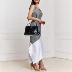 Pre Owned Prada Black Saffiano Lux Leather Small Galleria Tote