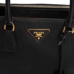Pre Owned Prada Black Saffiano Lux Leather Small Galleria Tote