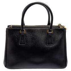 Pre Owned Prada Black Saffiano Lux Leather Small Galleria Tote