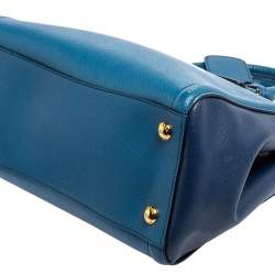 Pre Owned Prada Two Tone Blue Saffiano Lux Leather Open Tote