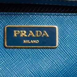 Pre Owned Prada Two Tone Blue Saffiano Lux Leather Open Tote