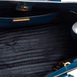 Pre Owned Prada Two Tone Blue Saffiano Lux Leather Open Tote