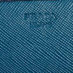 Pre Owned محفظة كونتينينتال برادا جلد سافيانو لوكس أزرق 