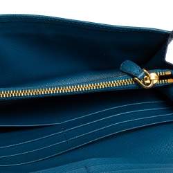 Pre Owned محفظة كونتينينتال برادا جلد سافيانو لوكس أزرق 