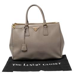Pre Owned Prada Argilla Grey Saffiano Lux Leather Large Galleria Tote