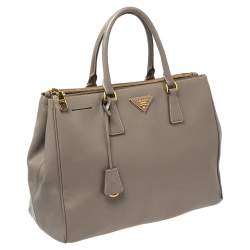 Pre Owned Prada Argilla Grey Saffiano Lux Leather Large Galleria Tote