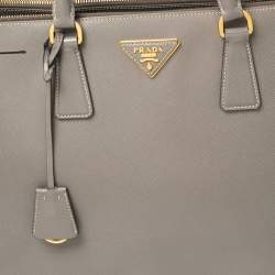 Pre Owned Prada Argilla Grey Saffiano Lux Leather Large Galleria Tote