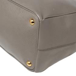 Pre Owned Prada Argilla Grey Saffiano Lux Leather Large Galleria Tote