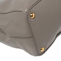 Pre Owned Prada Argilla Grey Saffiano Lux Leather Large Galleria Tote