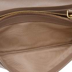 Pre Owned Prada Beige Saffiano Leather Bow Continental Wallet