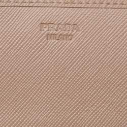 Pre Owned Prada Beige Saffiano Leather Bow Continental Wallet