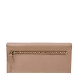 Pre Owned Prada Beige Saffiano Leather Bow Continental Wallet