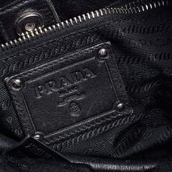 Pre Owned Prada Black Pleated Leather Hobo
