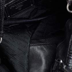 Pre Owned Prada Black Pleated Leather Hobo