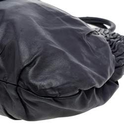 Pre Owned Prada Black Pleated Leather Hobo