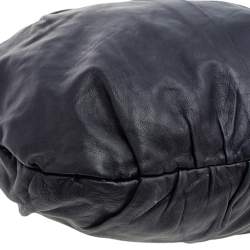 Pre Owned Prada Black Pleated Leather Hobo