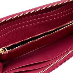 Pre Owned Prada Pink Saffiano Leather Long Wallet