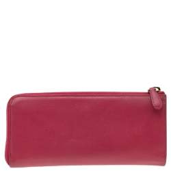 Pre Owned Prada Pink Saffiano Leather Long Wallet