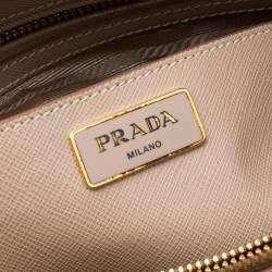 Pre Owned Prada Beige Saffiano Lux Leather Medium Promenade Bag