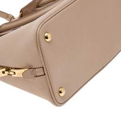 Pre Owned Prada Beige Saffiano Lux Leather Medium Promenade Bag