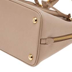 Pre Owned Prada Beige Saffiano Lux Leather Medium Promenade Bag