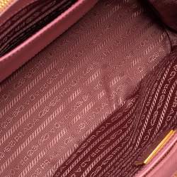 Pre Owned Prada Pink Saffiano Lux Leather Small Double Zip Galleria Tote
