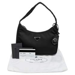Pre Owned Prada Black Nylon Re-Edition 2000 Shoulder Bag