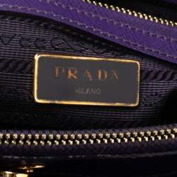 Pre Owned Prada Purple Saffiano Lux Leather Medium Galleria Double Zip Tote