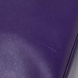 Pre Owned Prada Purple Saffiano Lux Leather Medium Galleria Double Zip Tote